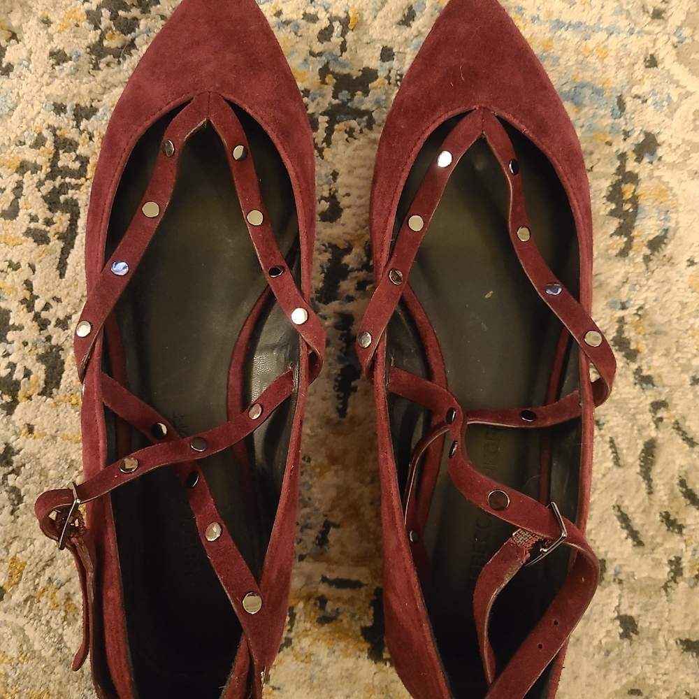 Rebecca Minkoff Faye Studded Suede Crisscross Flat